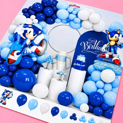 50Pcs Sonic Theme Balloon Decoration Set – Blue Birthday Party Kit