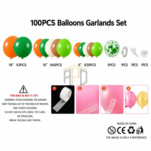 100Pcs Wild Animal Balloon Garland Set – Jungle Theme Party Decoration
