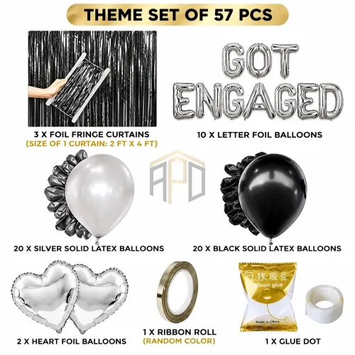 57Pcs Engagement Decoration Set – Golden & Silver Mangni Party Theme