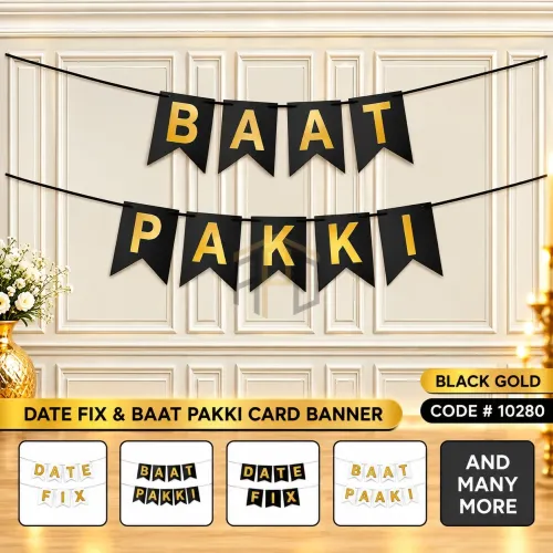 Baat Pakki Hanging Card Banner – Gold Lettering