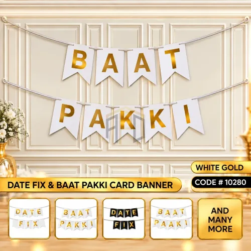 Baat Pakki Hanging Card Banner – Gold Lettering