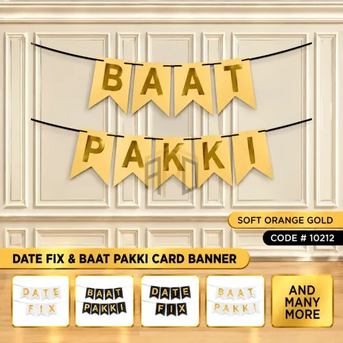 Baat Pakki Hanging Card Banner – Gold Lettering