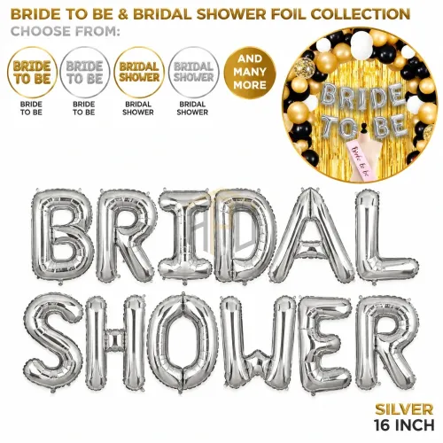 16 Inch Bridal Shower Foil Balloon Letters – Gold & Silver