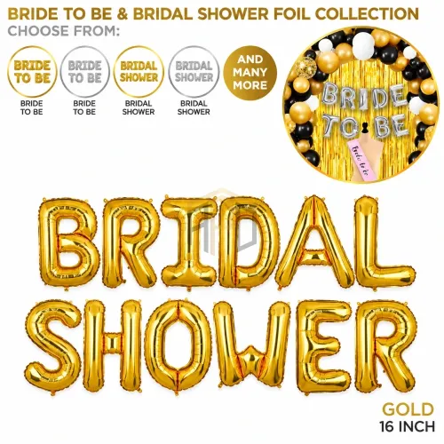 16 Inch Bridal Shower Foil Balloon Letters – Gold & Silver
