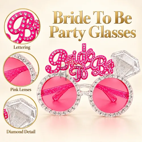 Bride To Be Party Glasses – Pink with Rhinestone Detail