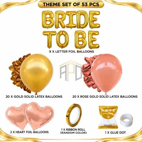 Bride to Be Balloon Decoration Set – Gold & Rose Gold, 53 Pcs