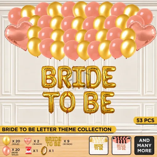 Bride to Be Balloon Decoration Set – Gold & Rose Gold, 53 Pcs