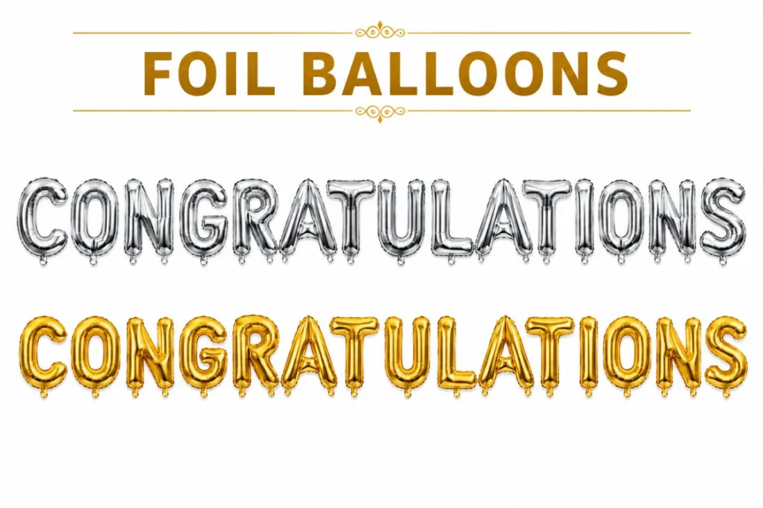 Premium Congratulations Letter Foil Balloon Banner Set – Golden & Silver