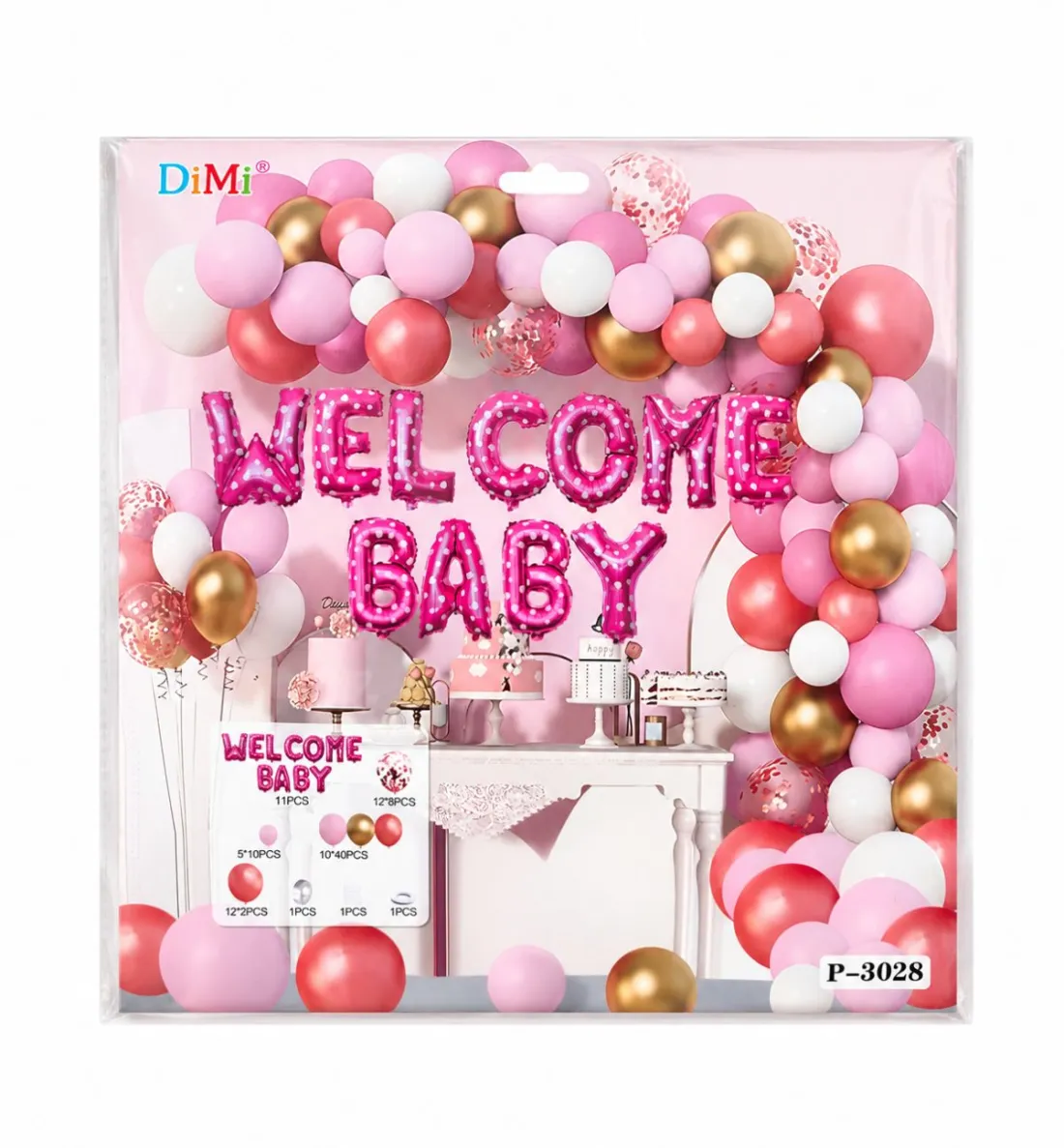 Welcome Baby Pink Balloon Garland Kit – Baby Shower Decoration