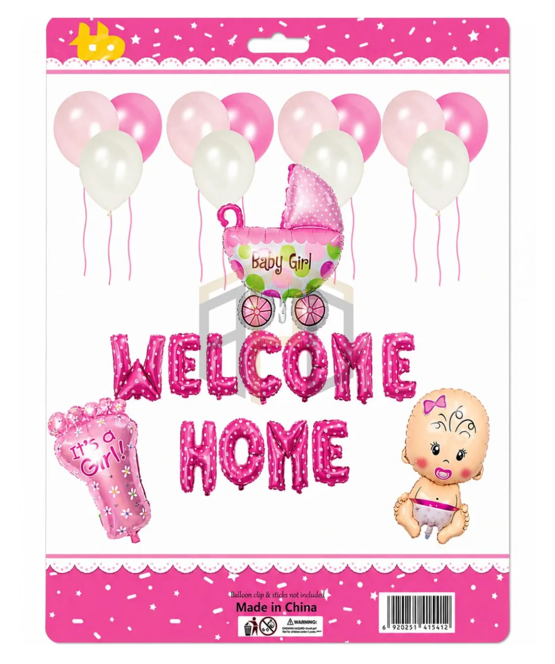 Welcome Home Baby Girl Balloon Decoration Kit – Pink Baby Girl Welcome Party Foil Balloon Set