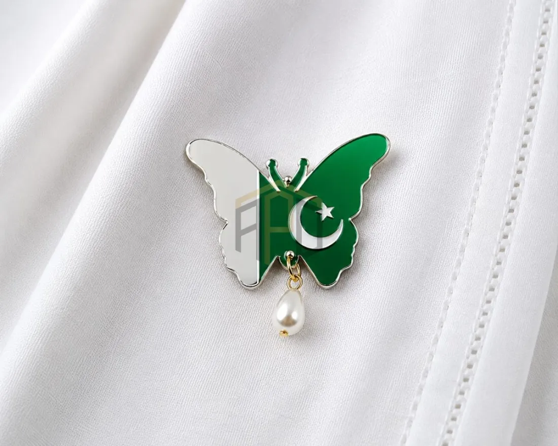 Pakistan Independence Butterfly Flag Badge Pin