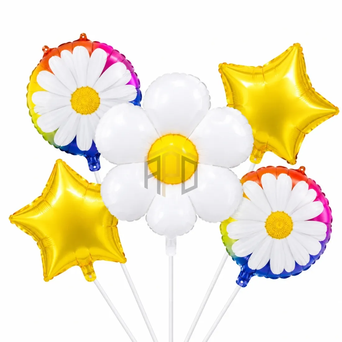 Daisy Flower & Star Foil Balloon Set | 5 Pcs Party Decoration Balloons
