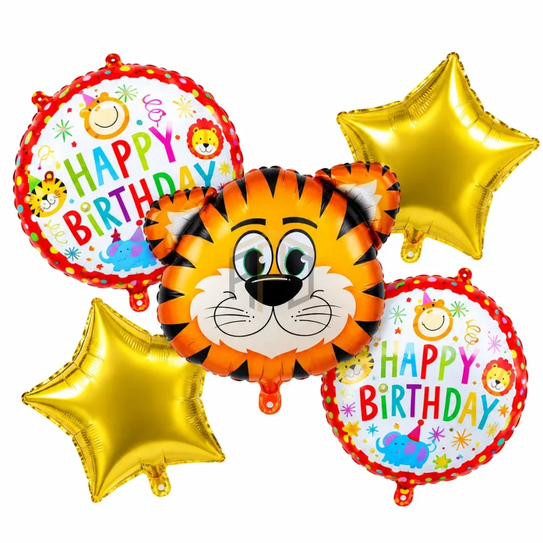 Tiger Happy Birthday 5 Pcs Foil Balloon Set