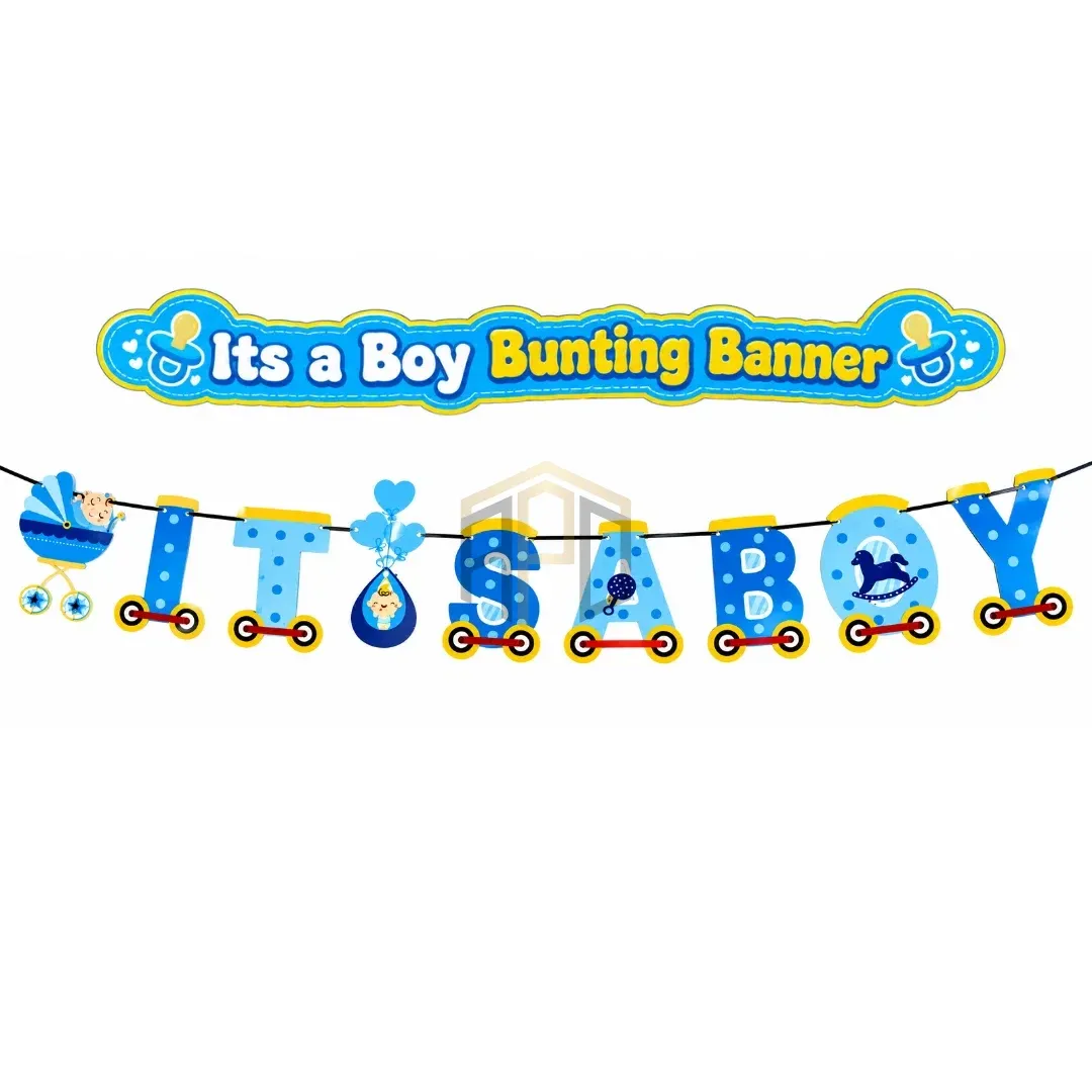 It’s a Boy Bunting Banner – Blue Baby Shower Decoration