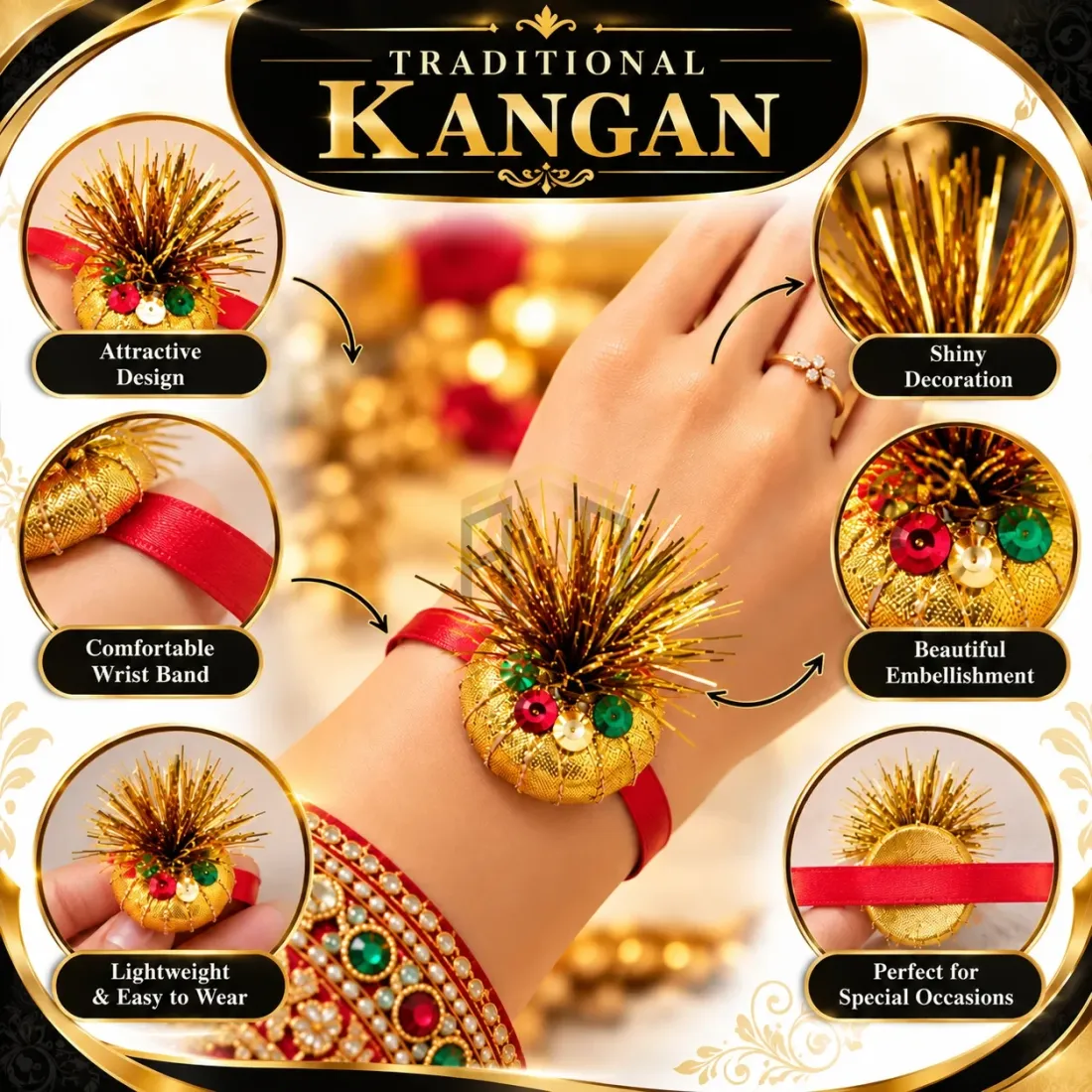 Mayon Kangan – Fancy Golden Mehndi & Mayoun Wedding Bangle
