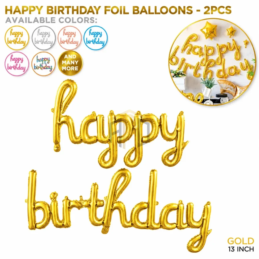 Happy Birthday Foil Balloons 2Pcs – 13 Inch Letter Balloons