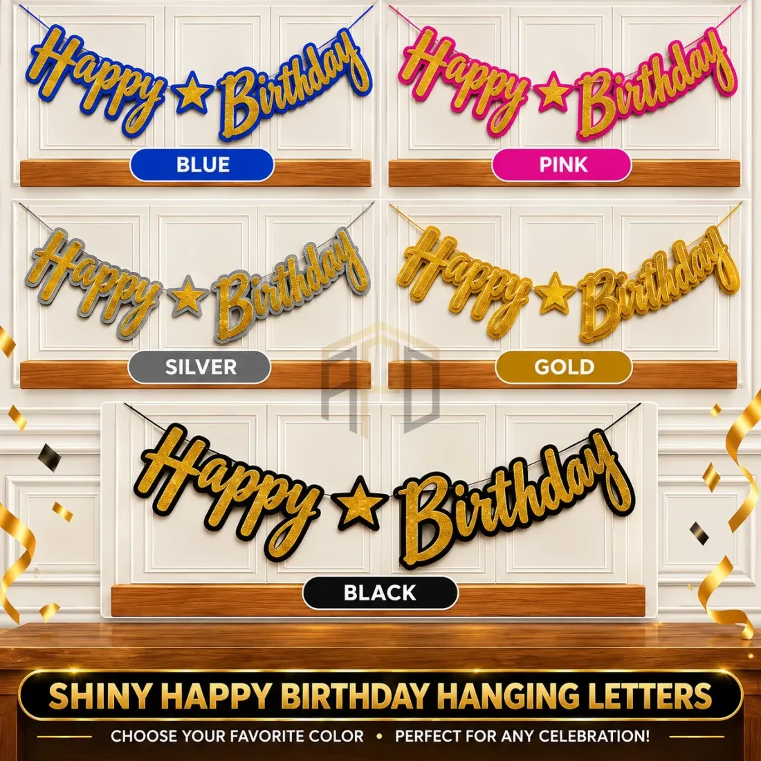 Happy Birthday Glitter Chain – Birthday Party Hanging Decoration