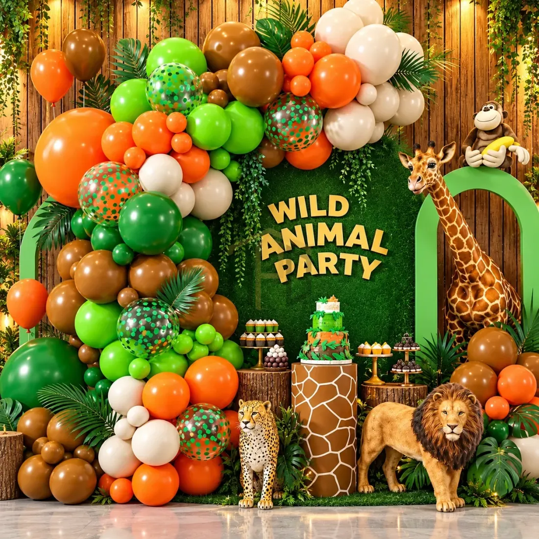 100Pcs Wild Animal Balloon Garland Set – Jungle Theme Party Decoration